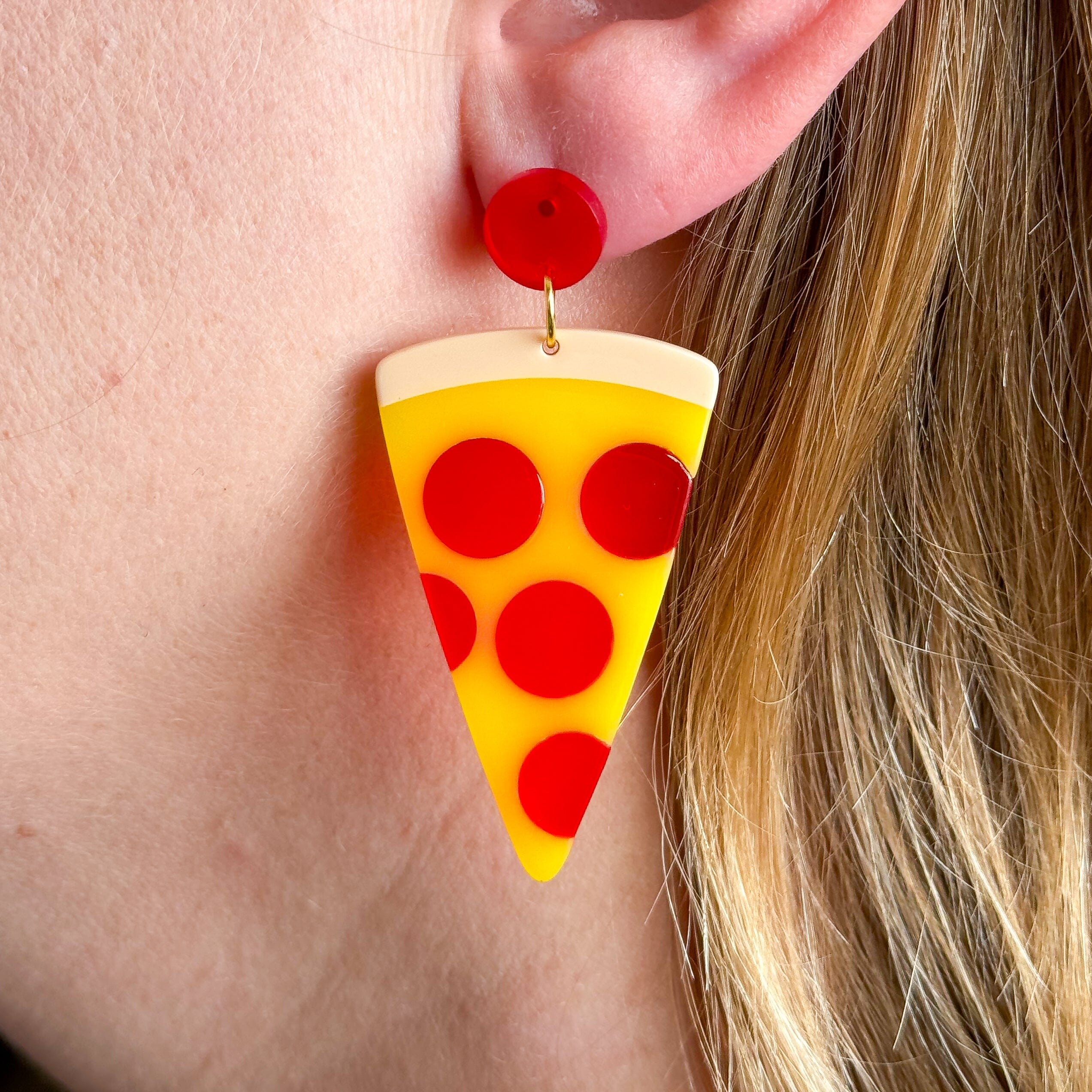 Pizza Acetate Earrings