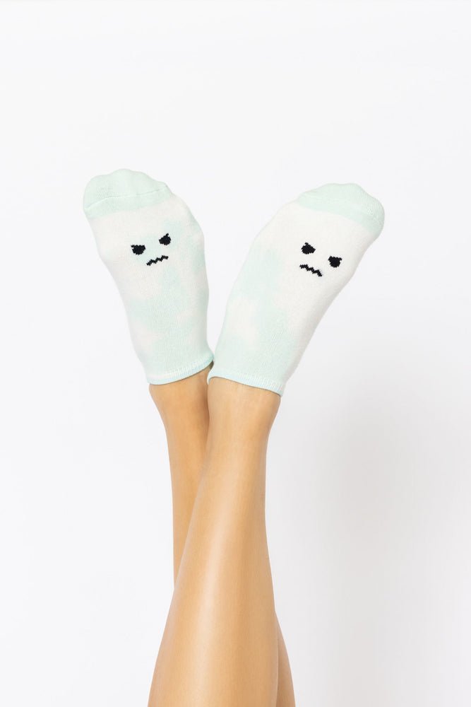 POPFLEX®Angry Face Low Rise Socks - Green Tie Dye - M.S Skincare