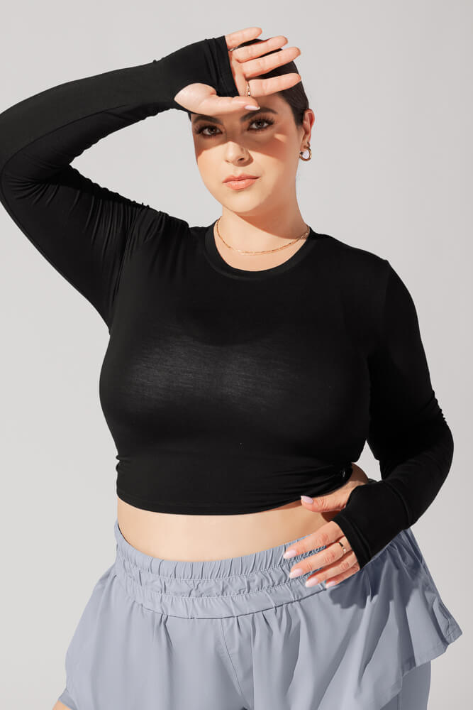 POPFLEX®Bow Back Reversible Long Sleeve Top - Black - M.S Skincare