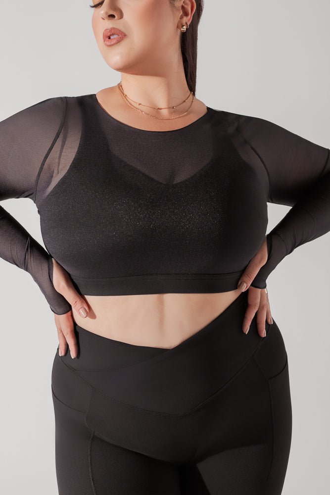 POPFLEX®Coquette Long Sleeve Mesh Bra - Black - M.S Skincare