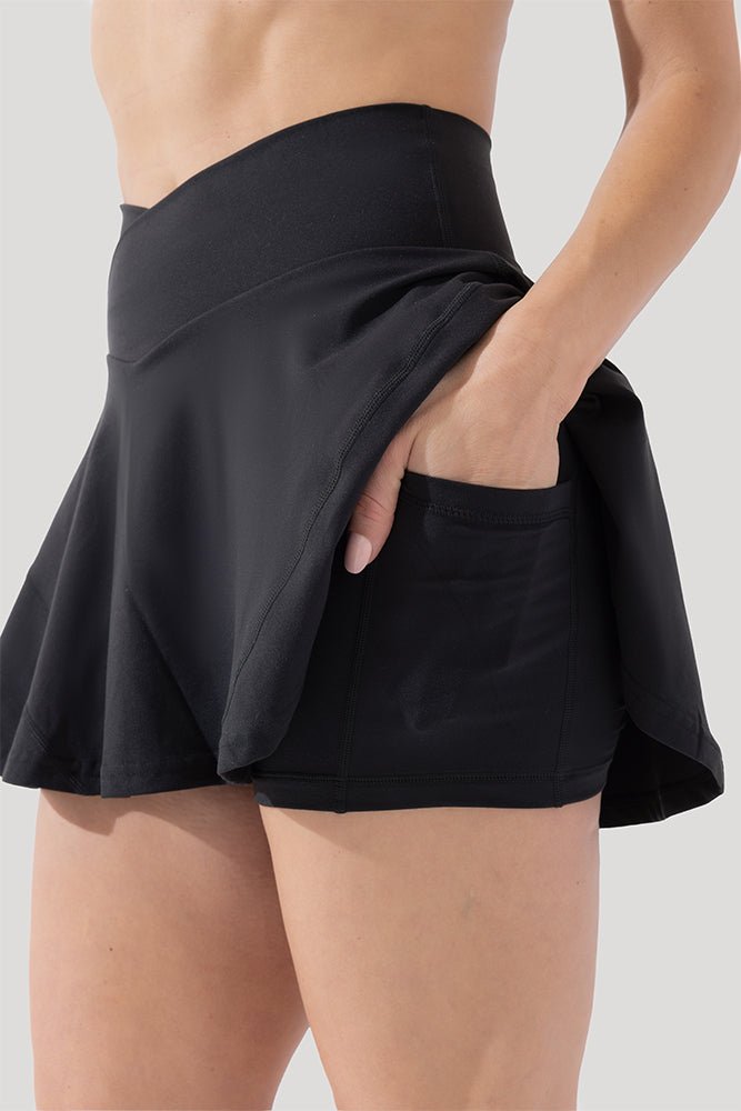 POPFLEX®Crisscross Hourglass® Twirl Skort - Black - M.S Skincare