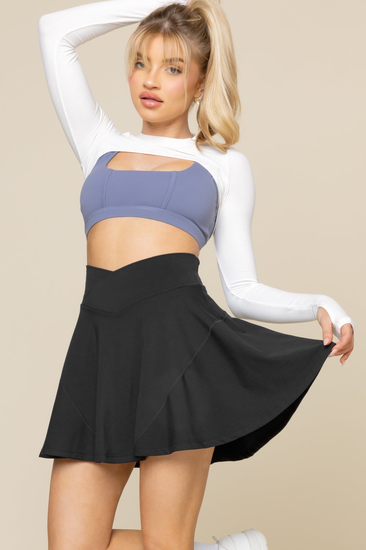 POPFLEX® Crisscross Hourglass® Twirl Skort - Black