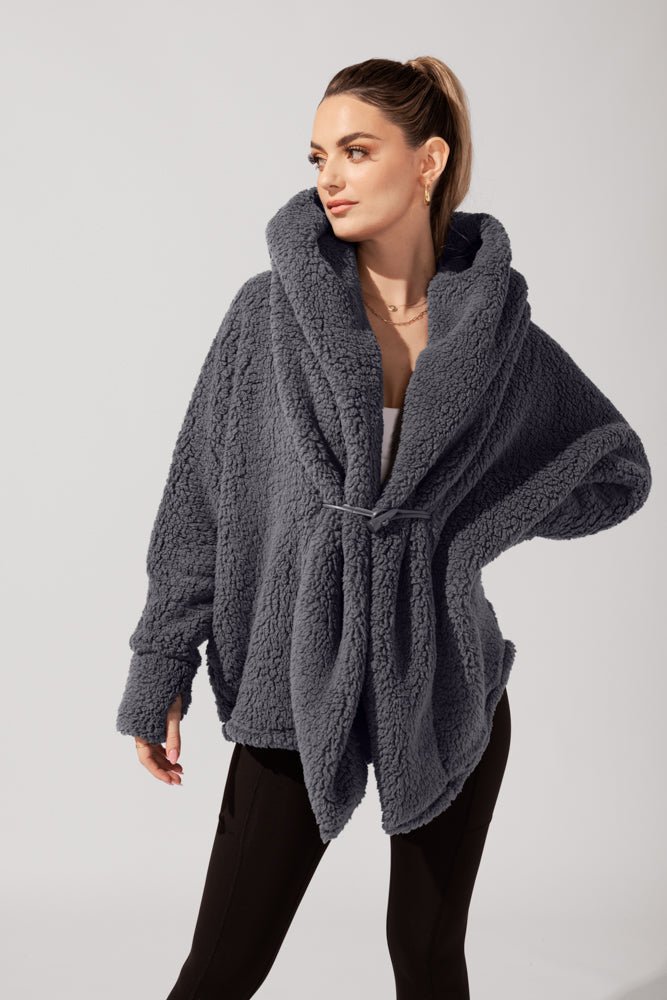 POPFLEX®Faux Sherpa Cocoon Coat - Cool Grey - M.S Skincare