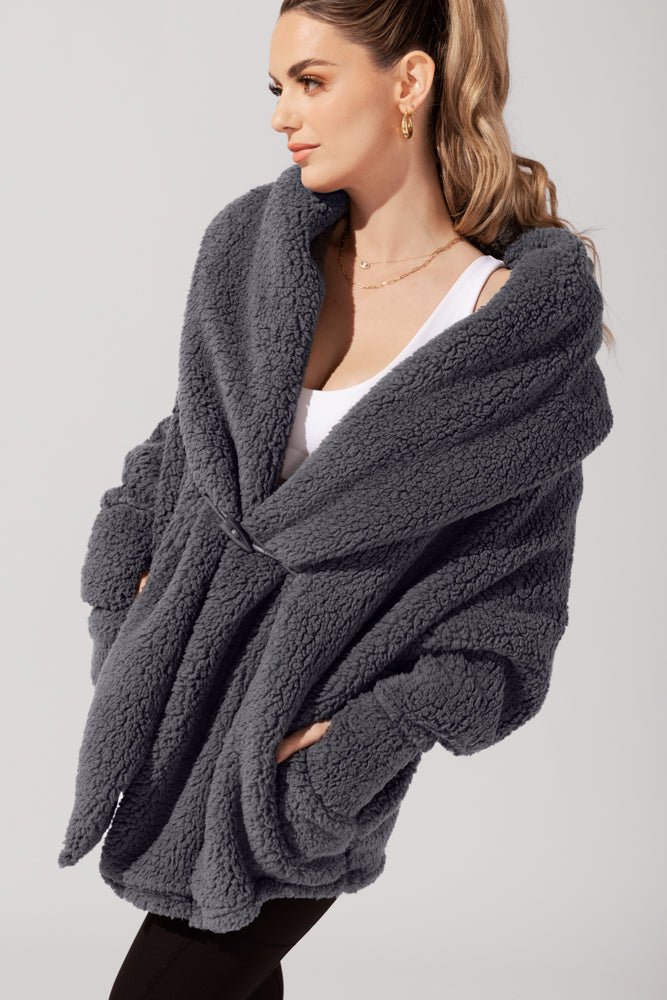 POPFLEX®Faux Sherpa Cocoon Coat - Cool Grey - M.S Skincare