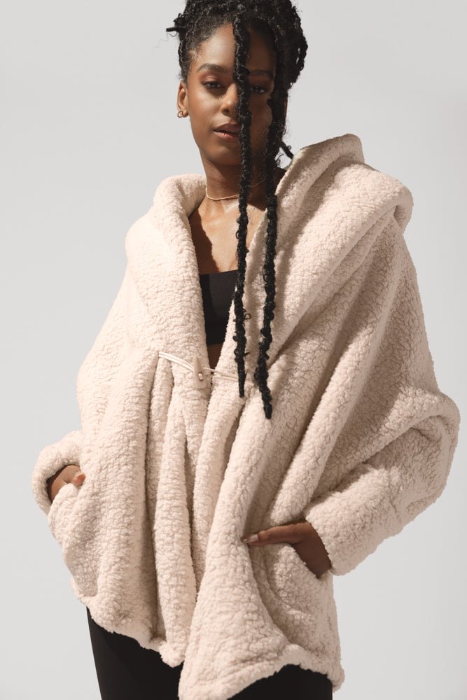 POPFLEX®Faux Sherpa Cocoon Coat - Taupe - M.S Skincare