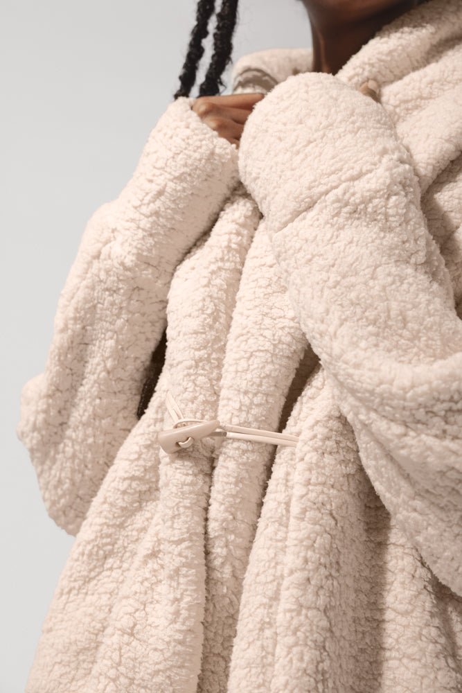 POPFLEX®Faux Sherpa Cocoon Coat - Taupe - M.S Skincare