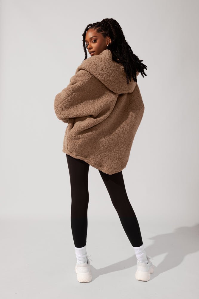 POPFLEX®Faux Sherpa Cocoon Coat - Teddy Bear Brown - M.S Skincare