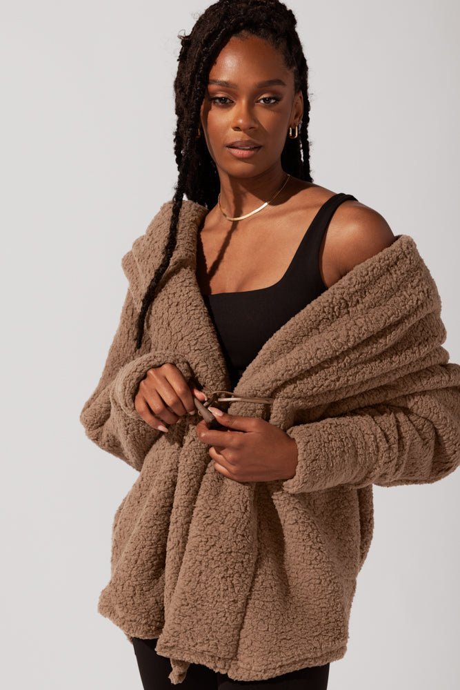 POPFLEX®Faux Sherpa Cocoon Coat - Teddy Bear Brown - M.S Skincare