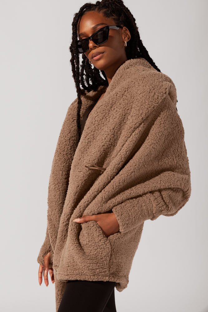 POPFLEX®Faux Sherpa Cocoon Coat - Teddy Bear Brown - M.S Skincare