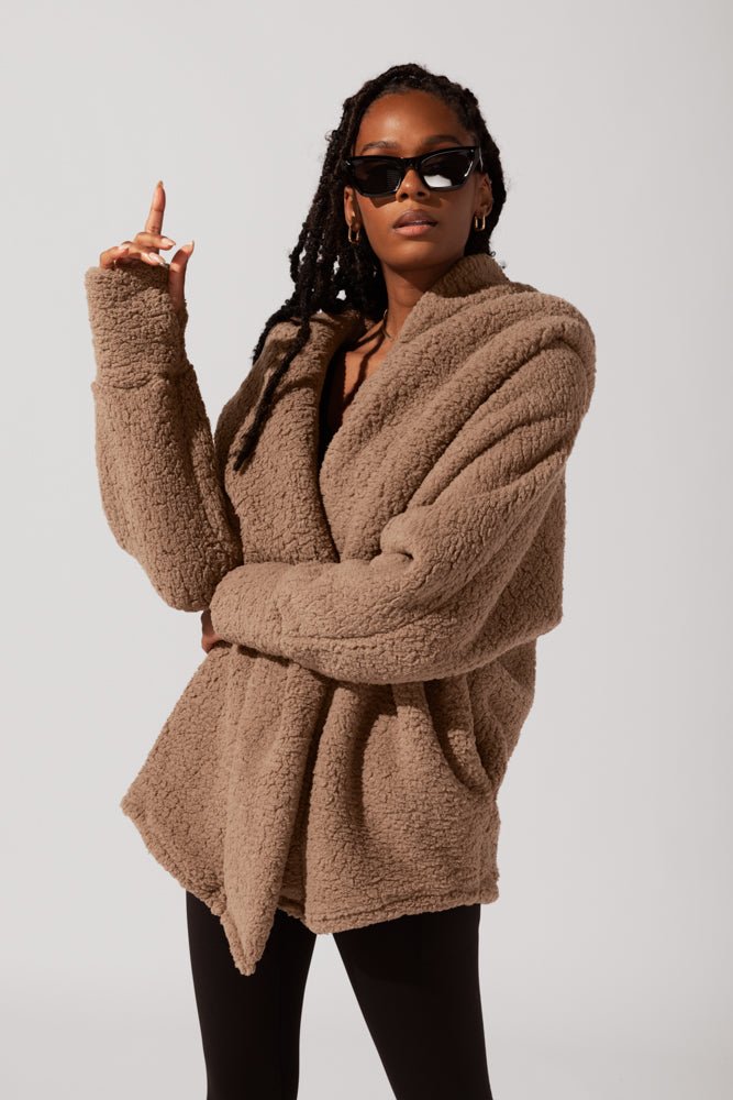 POPFLEX®Faux Sherpa Cocoon Coat - Teddy Bear Brown - M.S Skincare