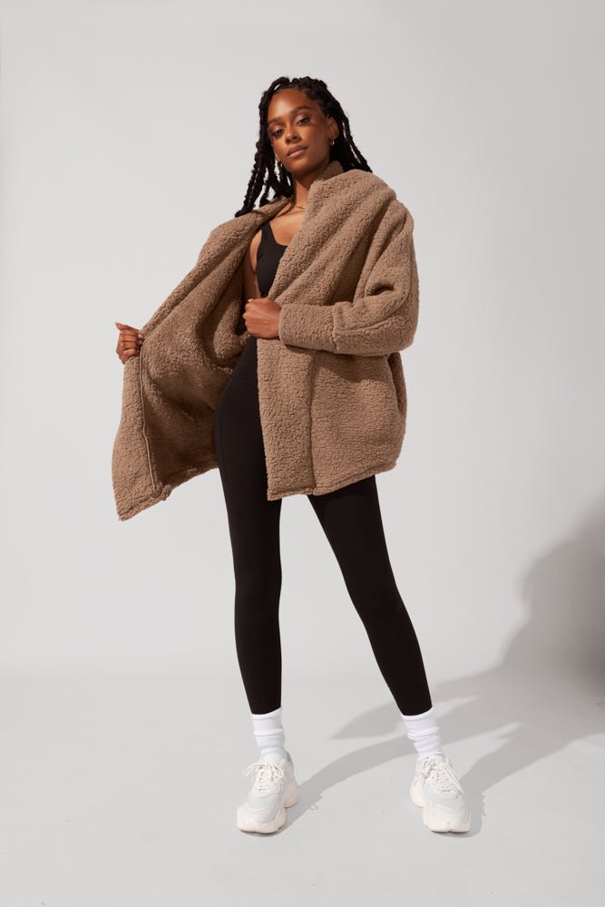 POPFLEX®Faux Sherpa Cocoon Coat - Teddy Bear Brown - M.S Skincare