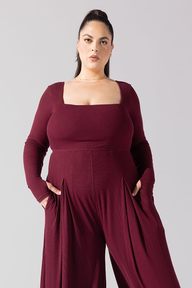 POPFLEX®Go With The Flow Long Sleeve Jumpsuit - Garnet - M.S Skincare