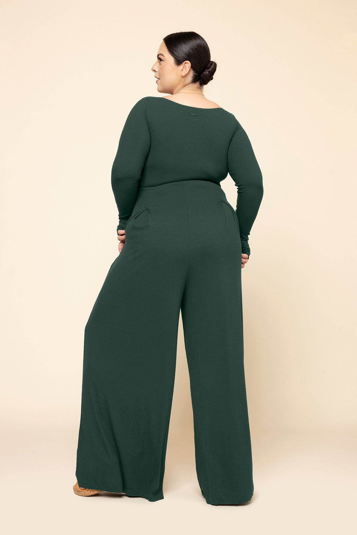 POPFLEX®Go With The Flow Long Sleeve Jumpsuit - Pine - M.S Skincare