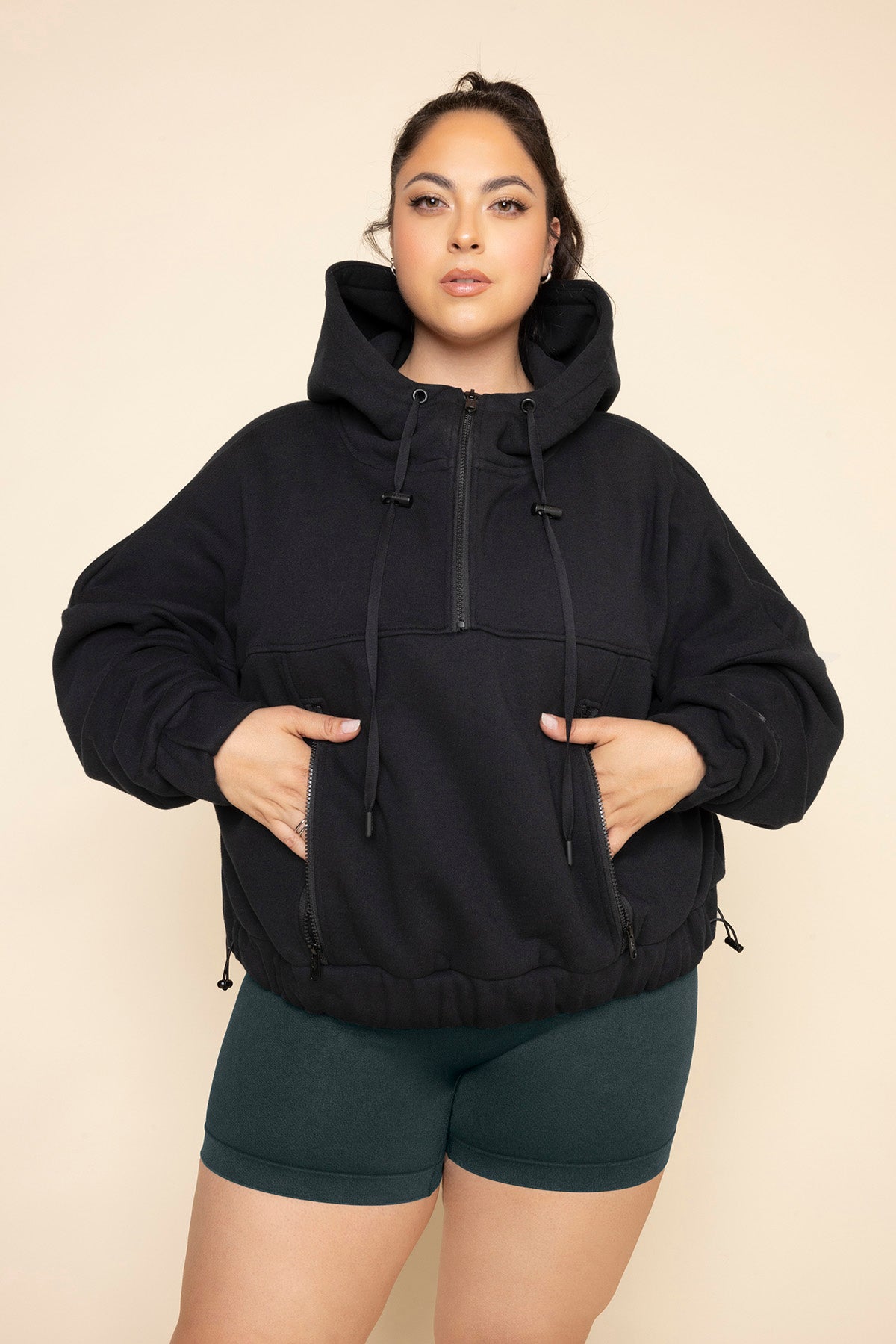 POPFLEX®Half Zip Warm Up Hoodie - Black - M.S Skincare