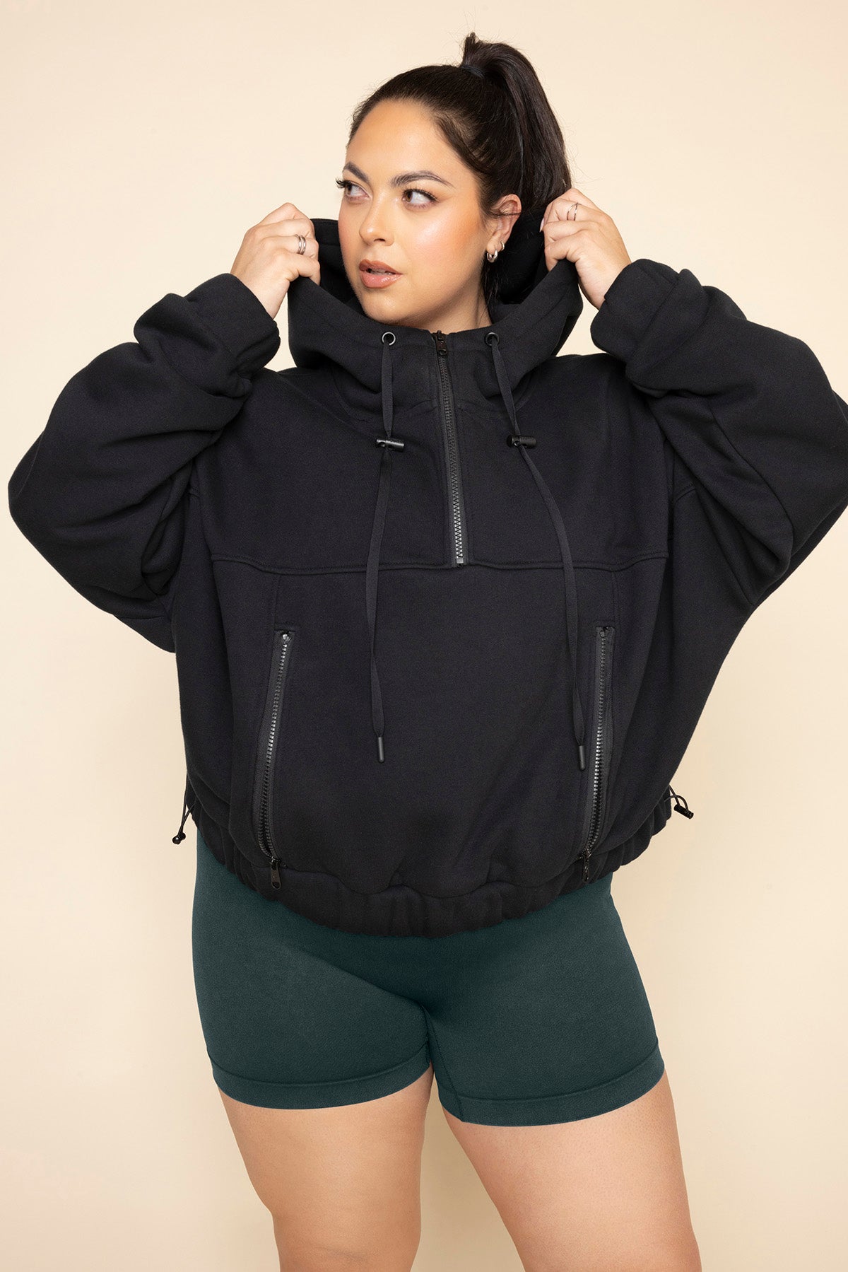 POPFLEX®Half Zip Warm Up Hoodie - Black - M.S Skincare