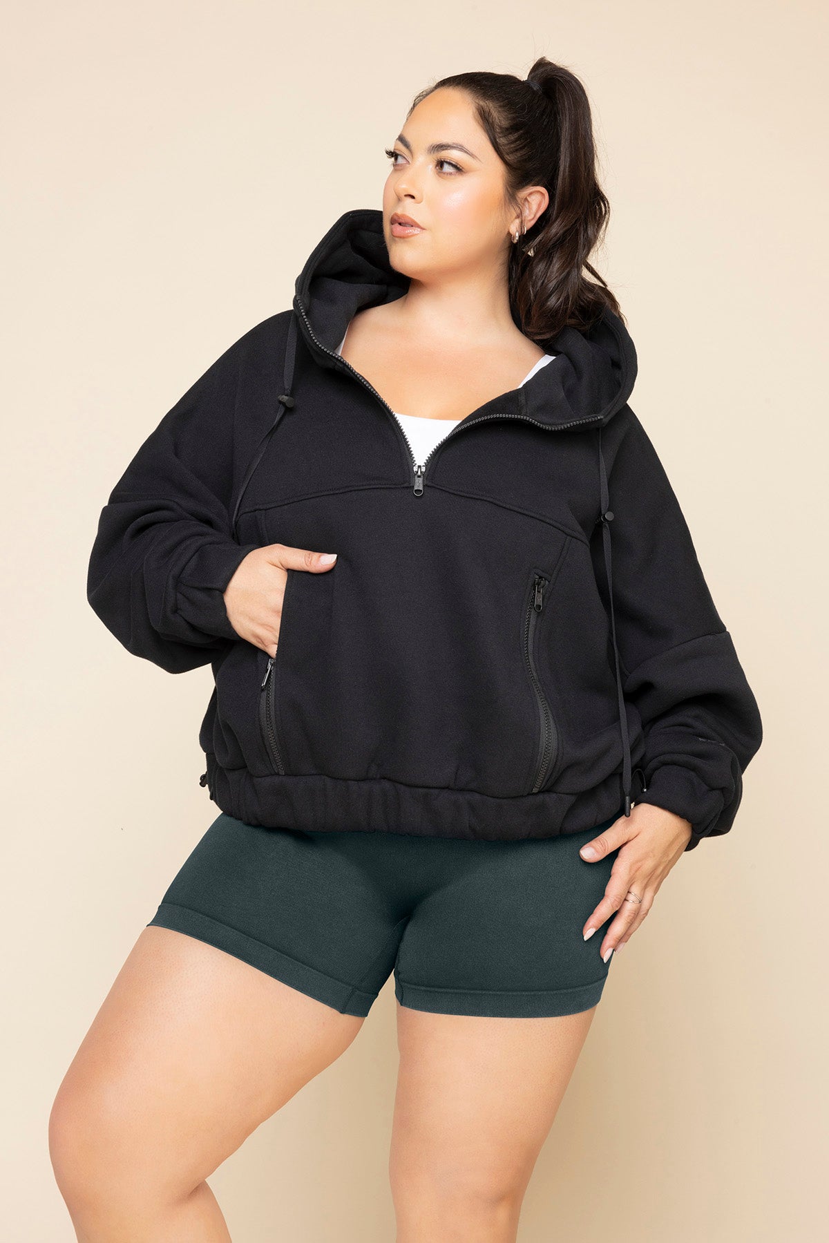 POPFLEX®Half Zip Warm Up Hoodie - Black - M.S Skincare