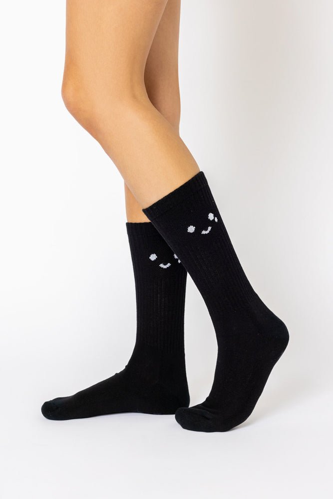 POPFLEX®Happy Cry Face Mid - Calf Gym Socks - Black - M.S Skincare