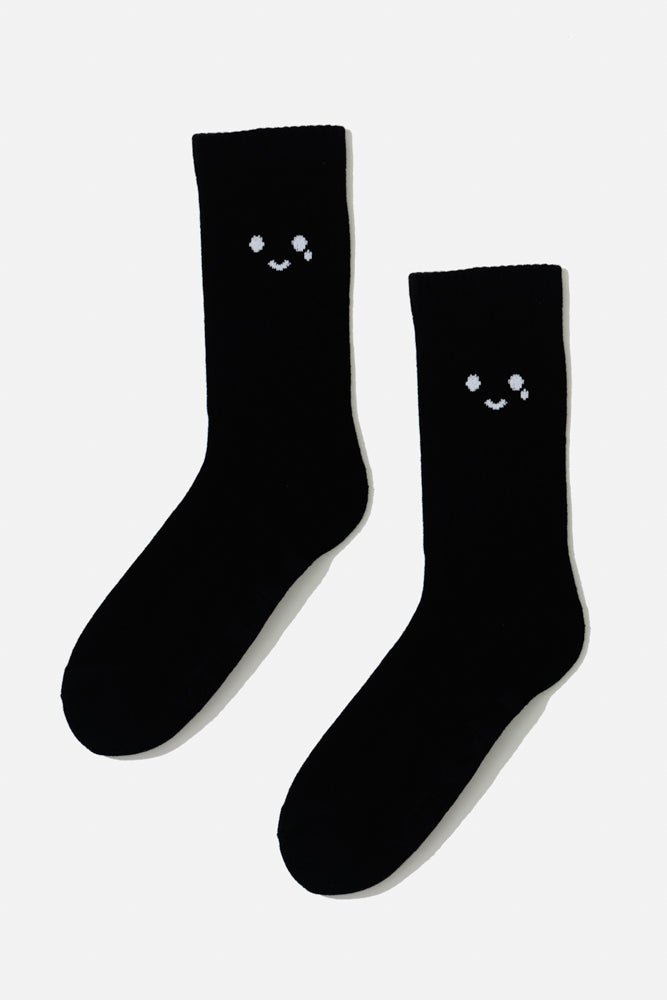 POPFLEX®Happy Cry Face Mid - Calf Gym Socks - Black - M.S Skincare