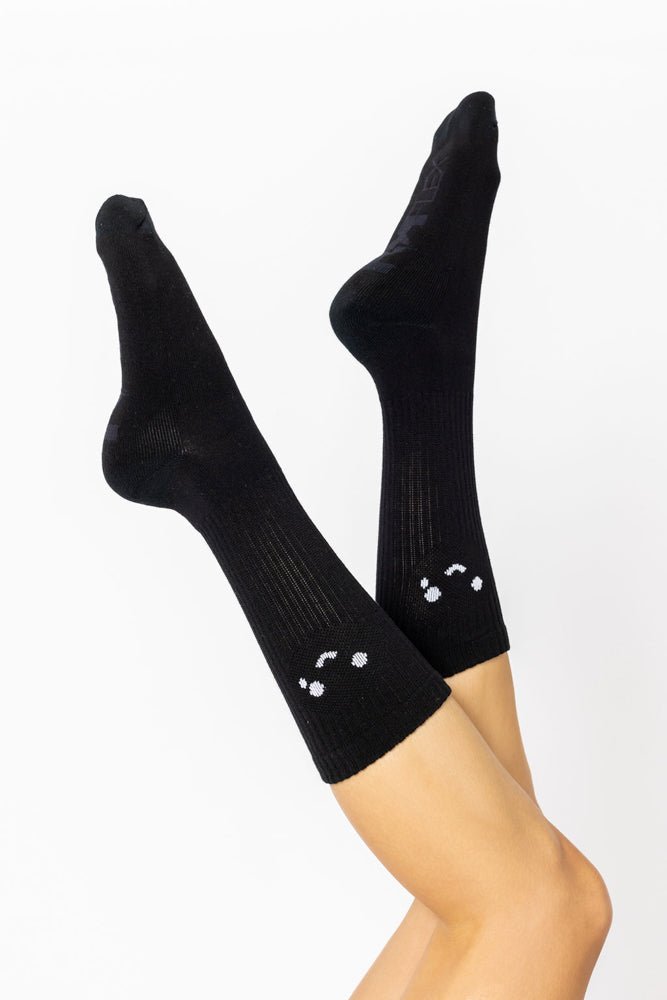 POPFLEX®Happy Cry Face Mid - Calf Gym Socks - Black - M.S Skincare