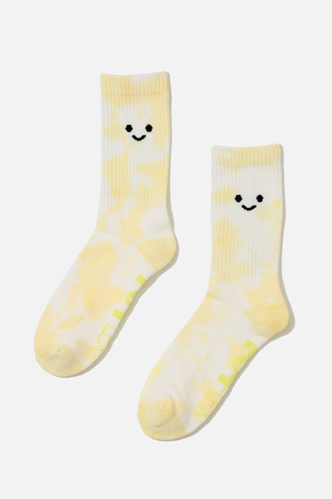 POPFLEX®Happy Face Mid - Calf Gym Socks - Yellow Tie Dye - M.S Skincare