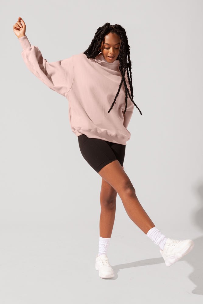 POPFLEX®Ooey Gooey Mockneck Sweatshirt with Pockets - Ballet Slipper - M.S Skincare