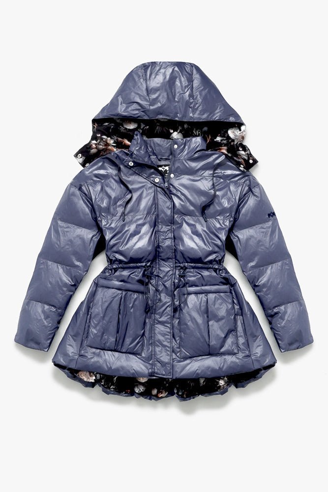 POPFLEX®Pearl Peplum Puffer Jacket - Navy - M.S Skincare