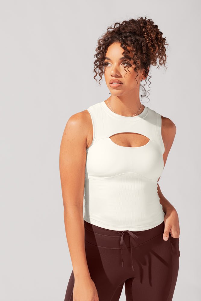 POPFLEX®Peekaboo Crew Tank - Coconut Cream - M.S Skincare