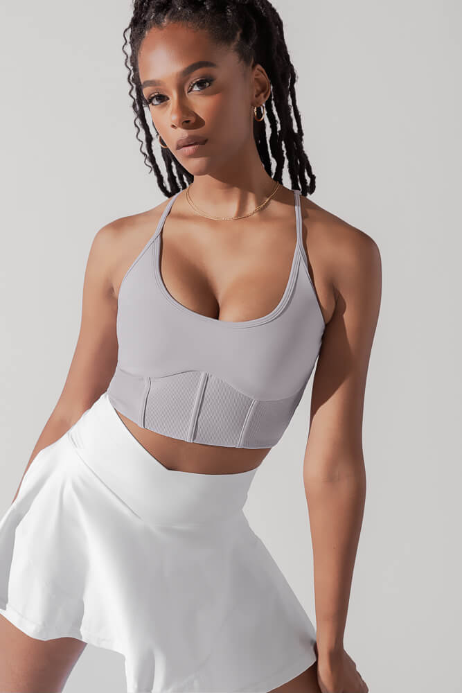 POPFLEX®Plié Corset Crop Bralette - Lavender Grey - M.S Skincare