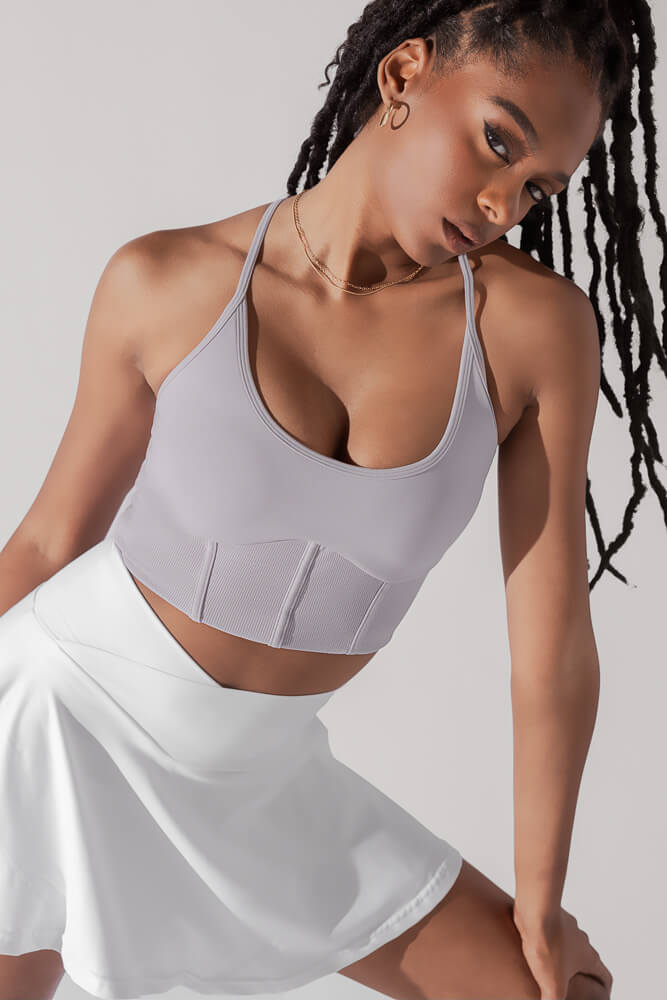 POPFLEX®Plié Corset Crop Bralette - Lavender Grey - M.S Skincare