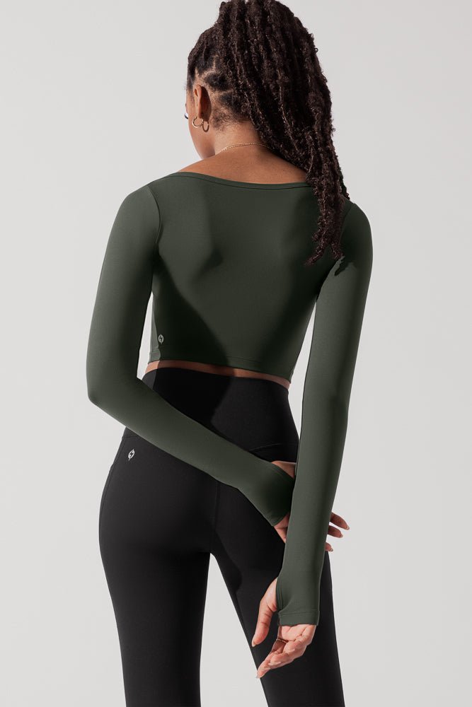 POPFLEX®Sweetheart Long Sleeve Crop Top - Forestwood - M.S Skincare