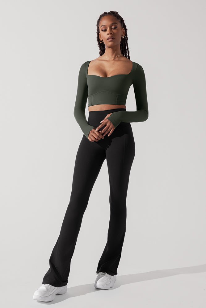 POPFLEX®Sweetheart Long Sleeve Crop Top - Forestwood - M.S Skincare