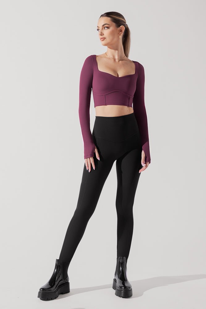 POPFLEX®Sweetheart Long Sleeve Crop Top - Plum - M.S Skincare