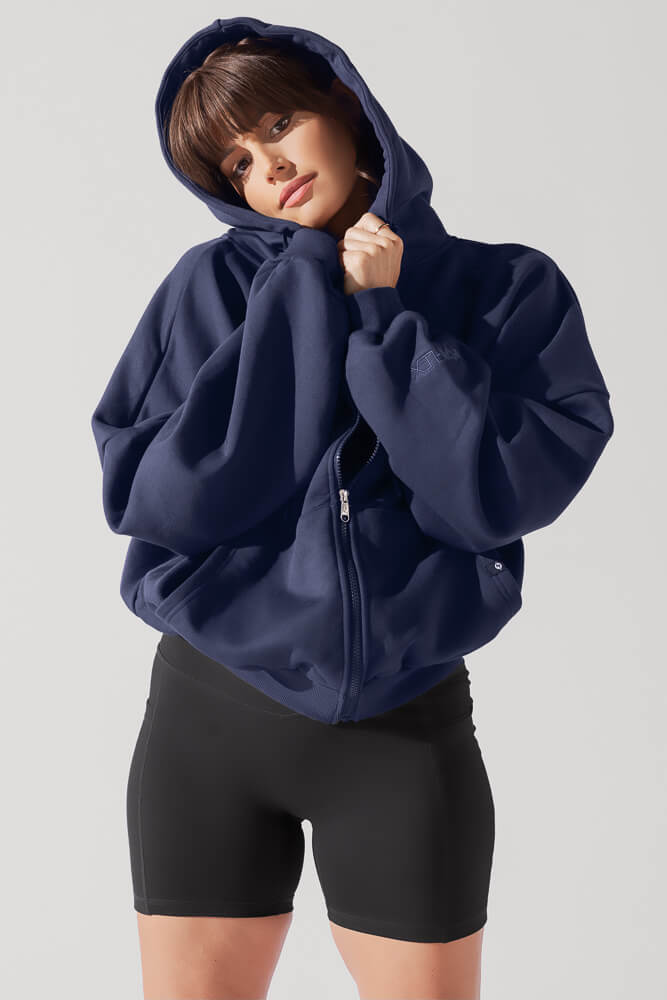 POPFLEX®Zip Cloud Hoodie - Academic Navy - M.S Skincare