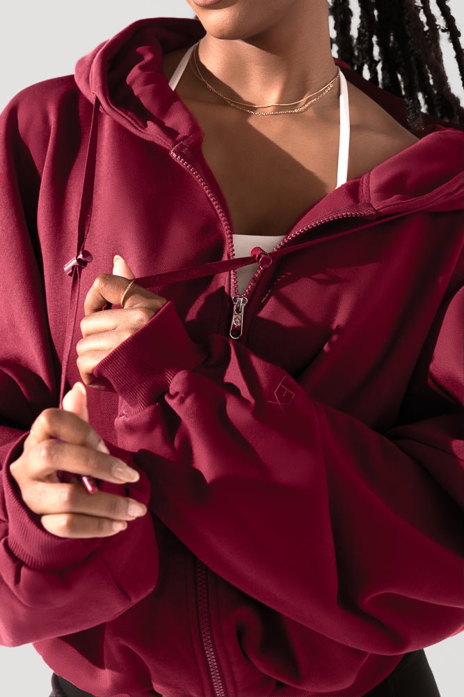 POPFLEX®Zip Cloud Hoodie - Crimson - M.S Skincare