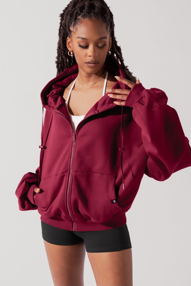 POPFLEX®Zip Cloud Hoodie - Crimson - M.S Skincare