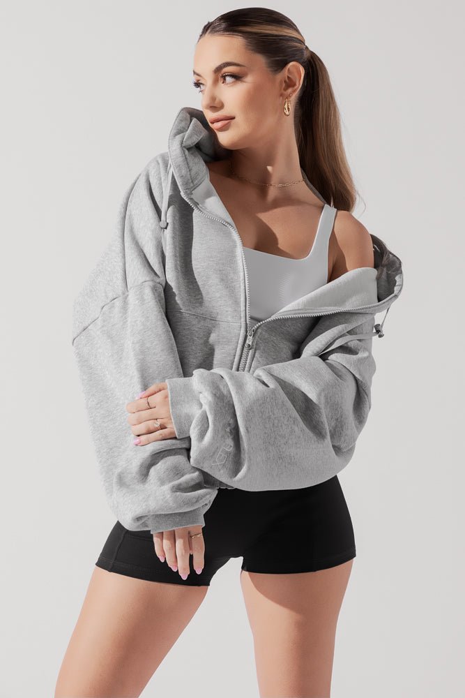 POPFLEX®Zip Cloud Hoodie - Heather Grey - M.S Skincare