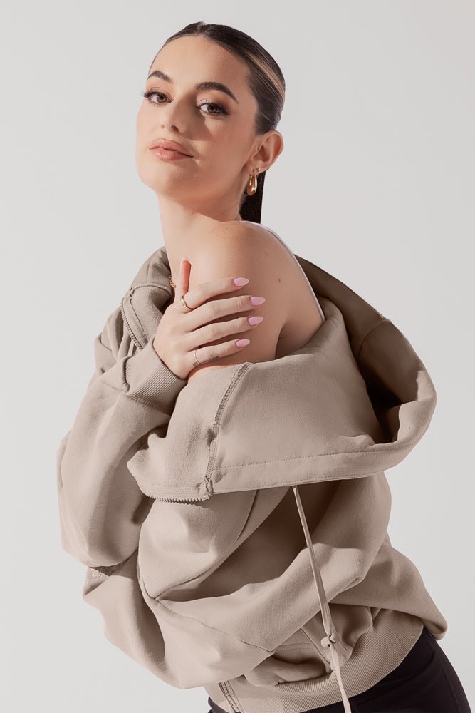 POPFLEX®Zip Cloud Hoodie - Taupe - M.S Skincare