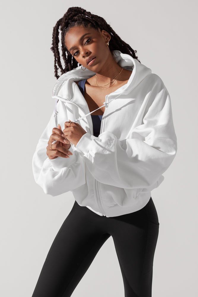 POPFLEX®Zip Cloud Hoodie - White - M.S Skincare