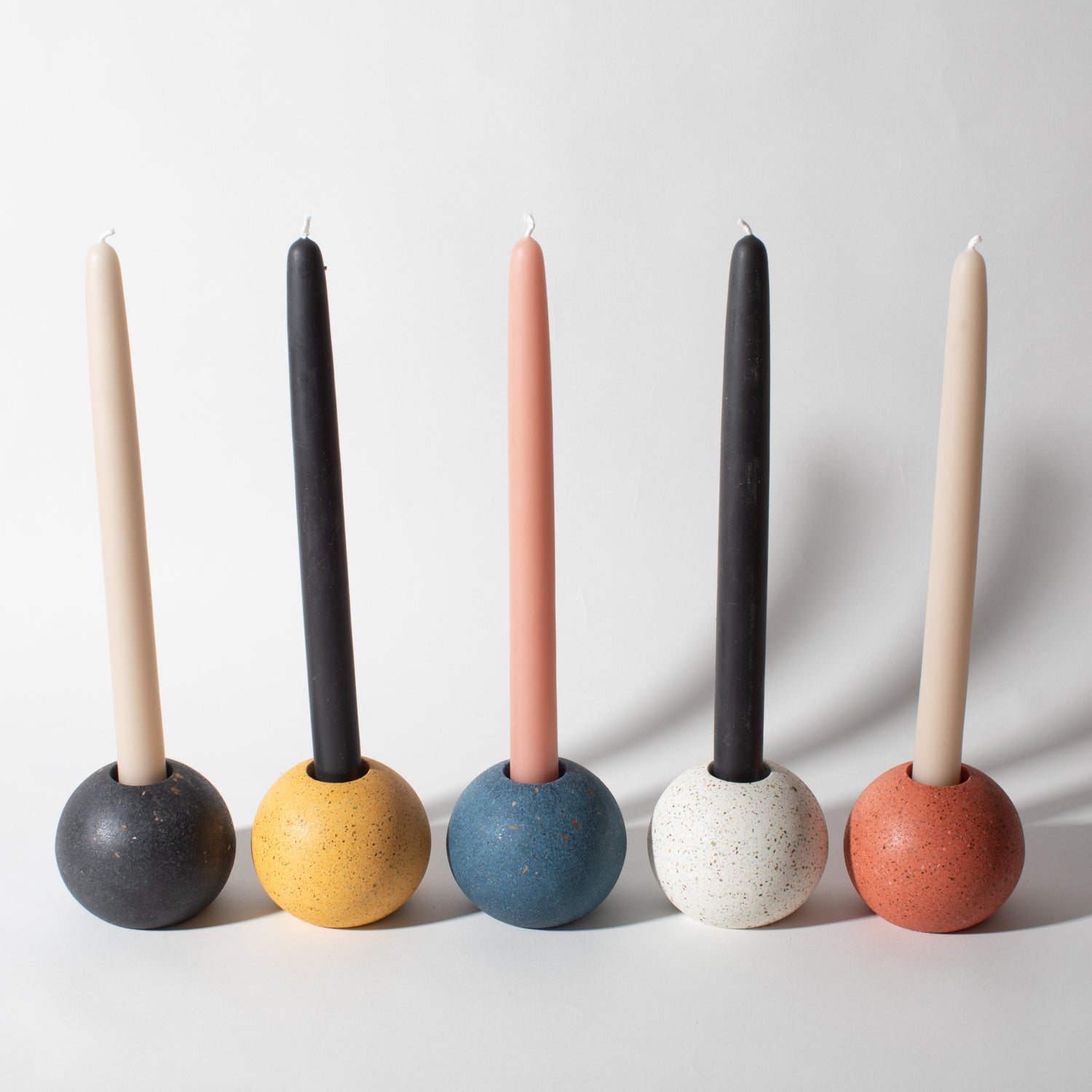 Sphere Candlestick Holder | Black Terrazzo