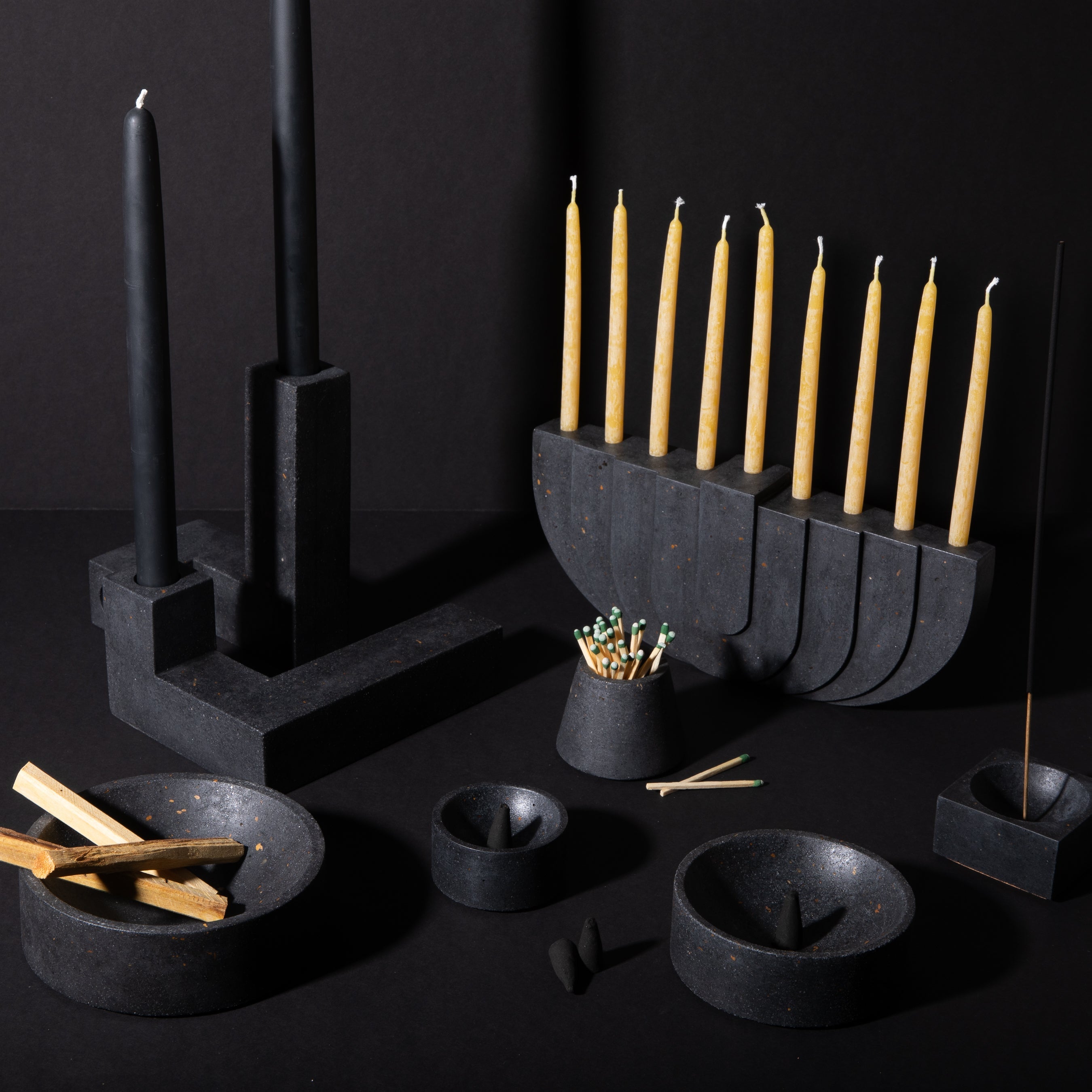 Square Incense Holder | Black Terrazzo