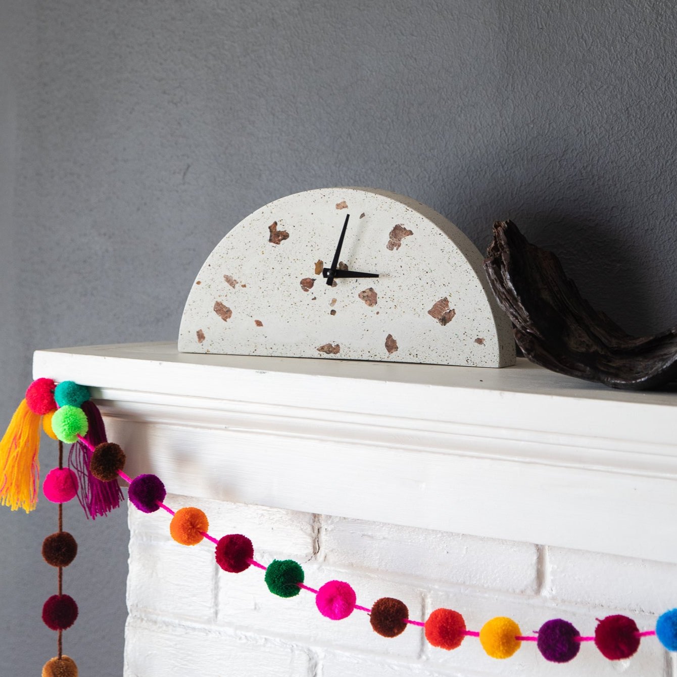 Mantle Clock | White Terrazzo