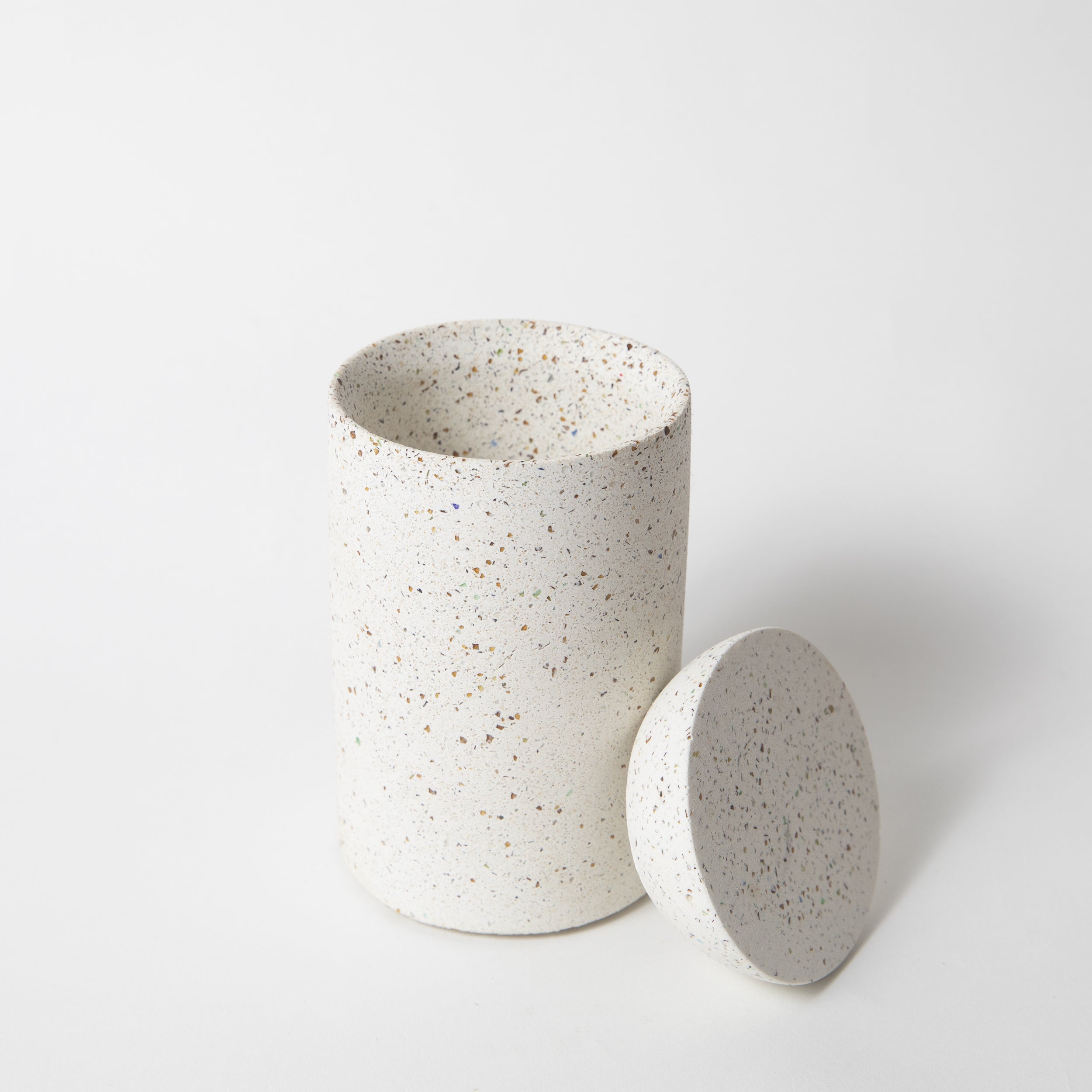 Cotton Swab Holder | White Terrazzo