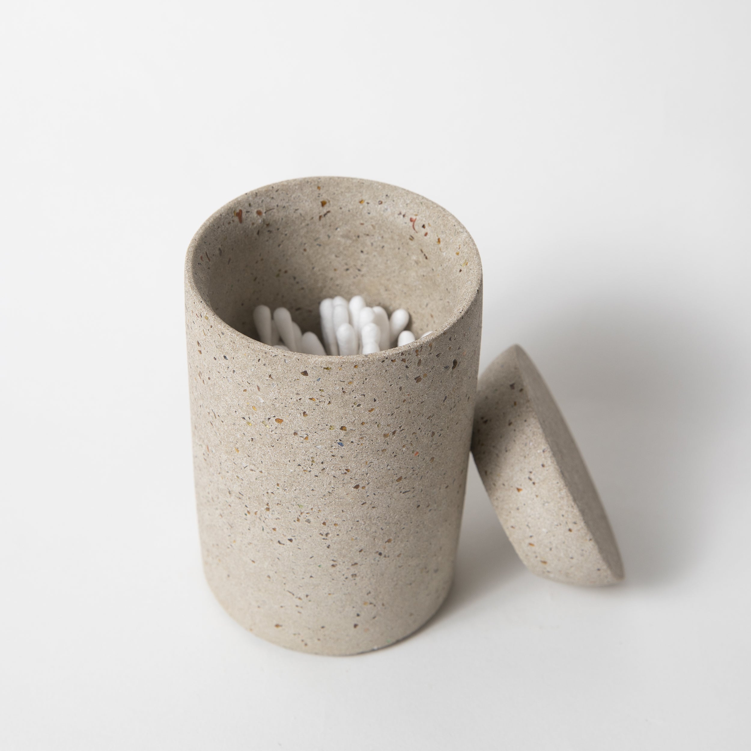 Cotton Swab Holder | Natural Terrazzo