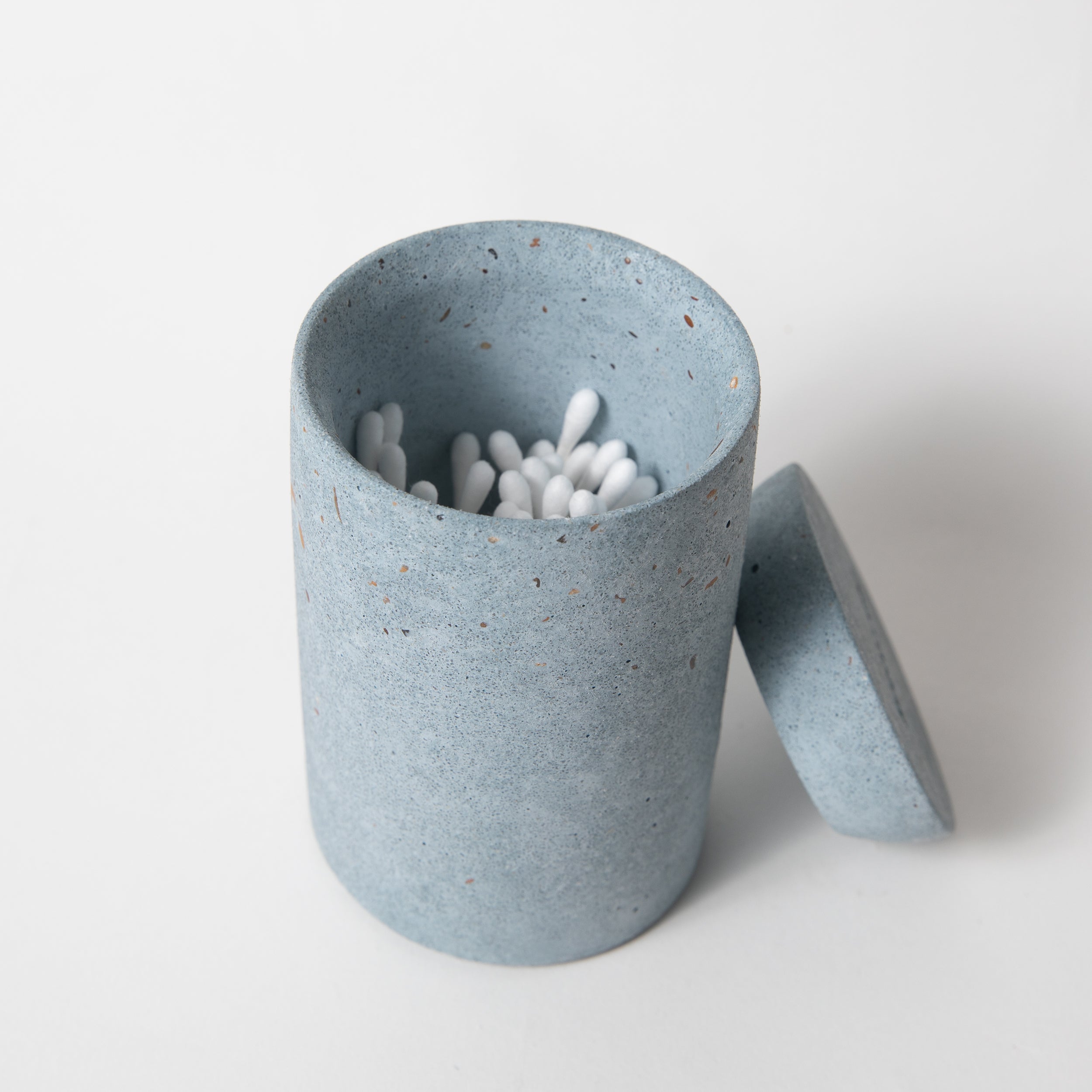 Wattestäbchenhalter | Hellblauer Terrazzo