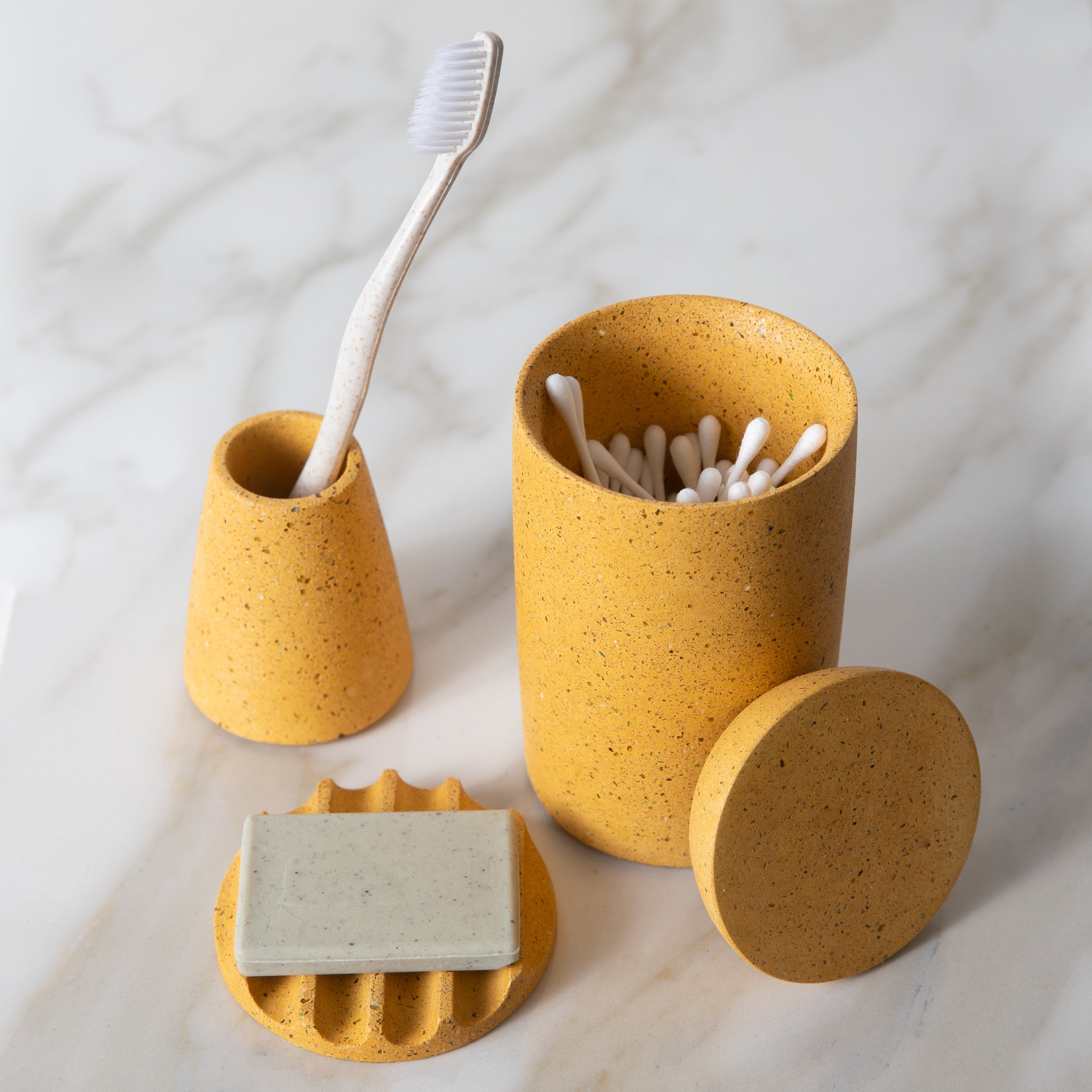 Cotton Swab Holder | Marigold Terrazzo