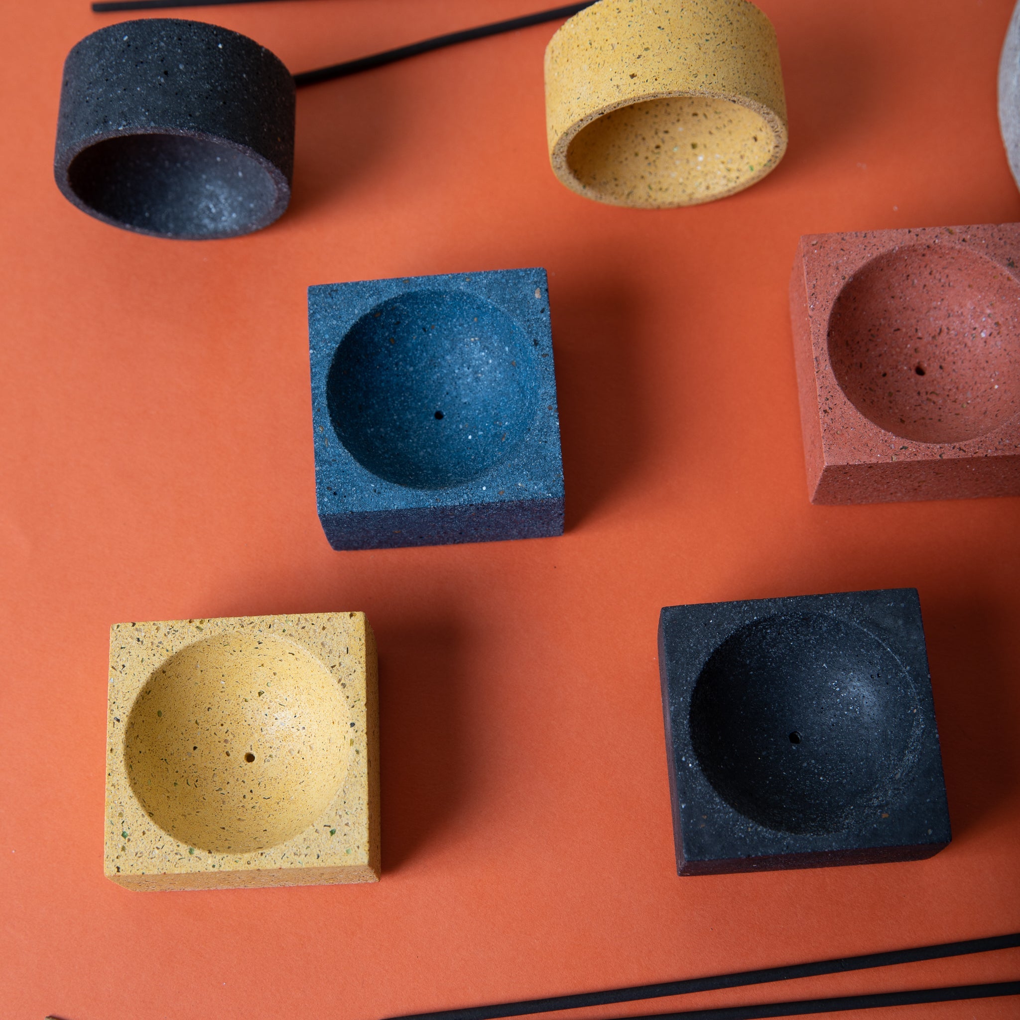 Square Incense Holder | Black Terrazzo