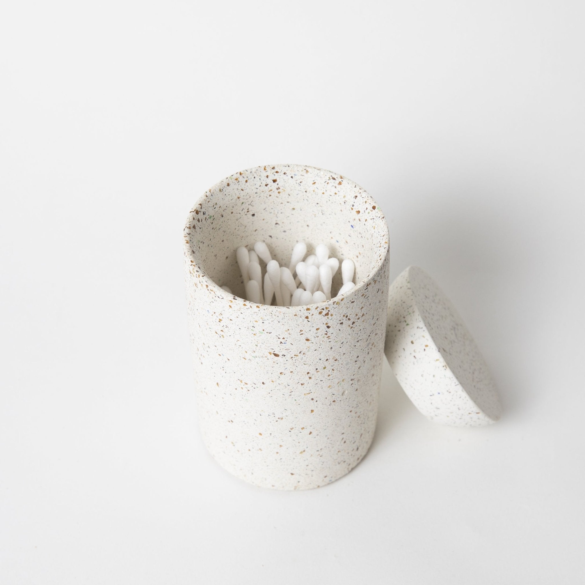 Pretti.CoolCotton Swab Holder | White Terrazzo - M.S Skincare