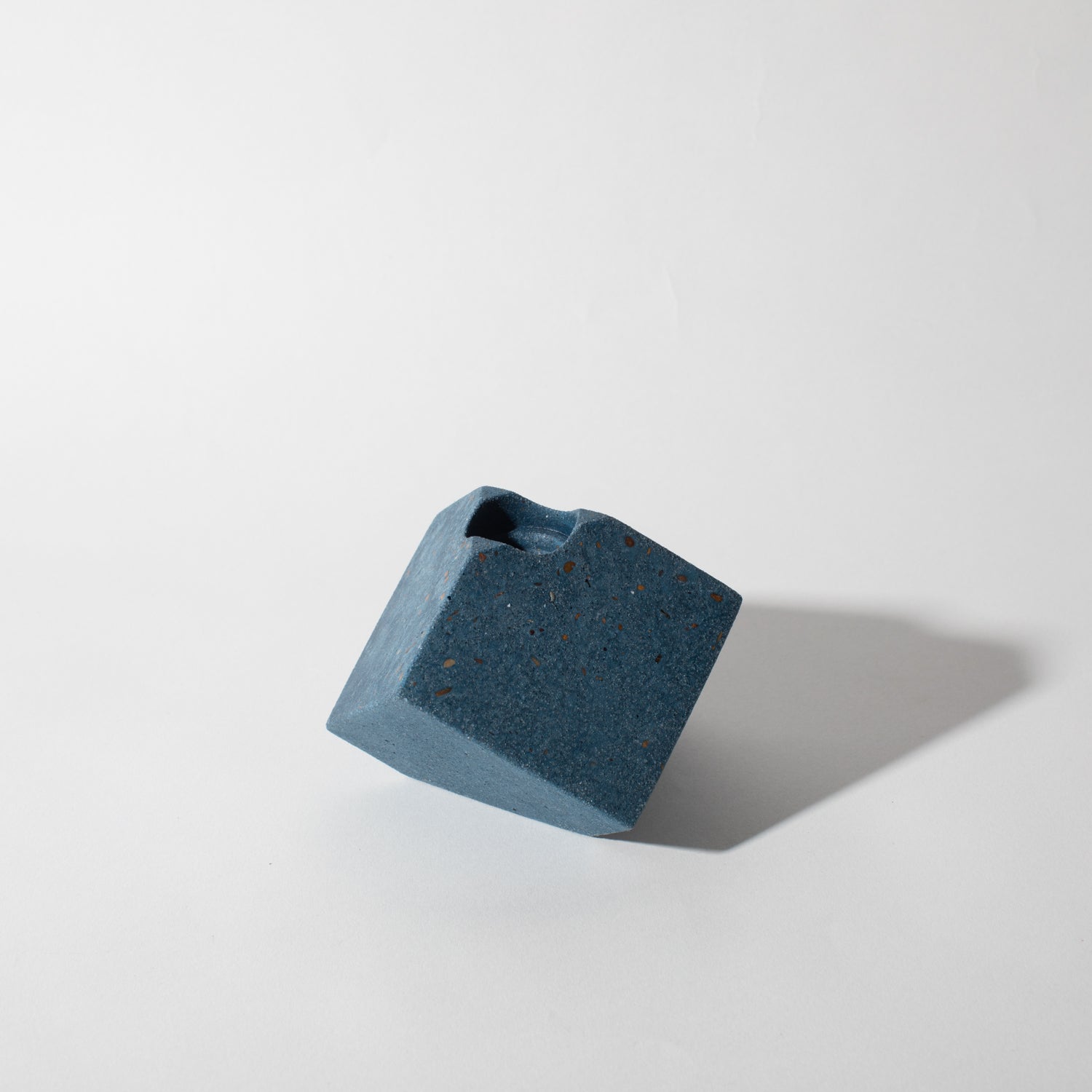 Pretti.Cool Cube Candlestick Holder | Cobalt Terrazzo