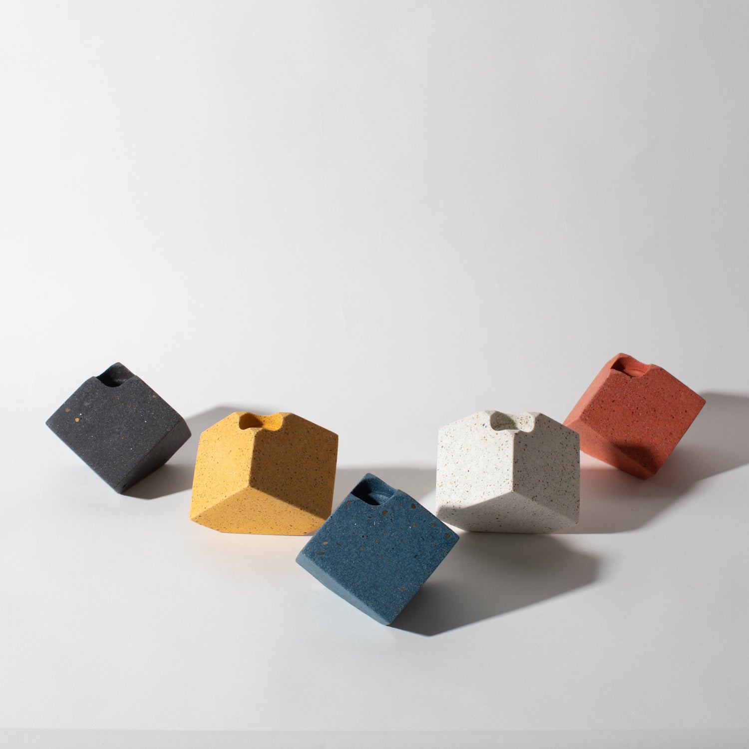 Pretti.Cool Cube Candlestick Holder | Cobalt Terrazzo