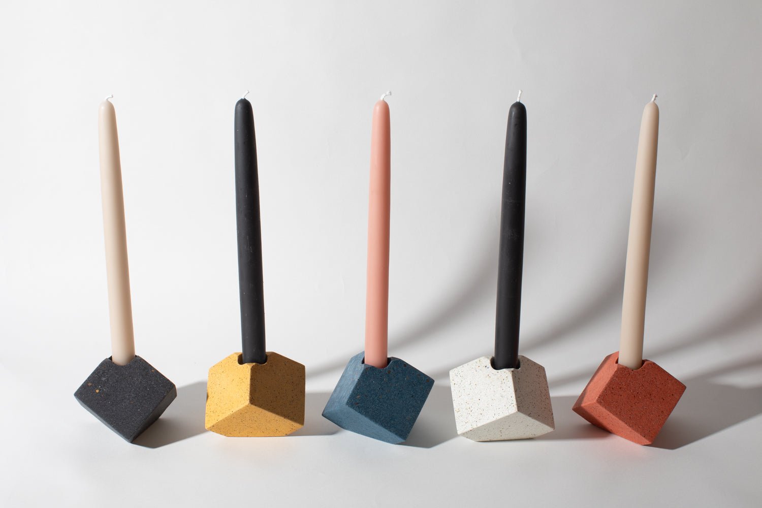 Pretti.Cool Cube Candlestick Holder | Cobalt Terrazzo